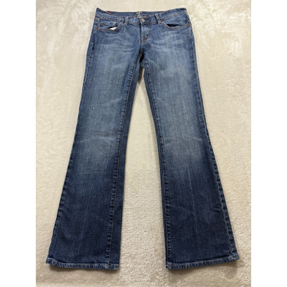 7 For All Mankind Womens Bootcut Crystal Squiggle Blue Jeans 28 Meas: 30x31